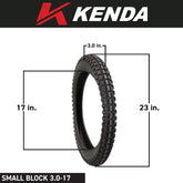 Kenda Small Block 3.00-17 K262 Tire and 275/300-17 Kenda TR-4 Tube w/ Keychain